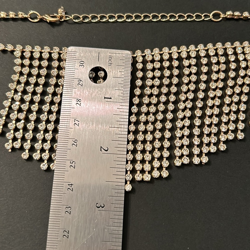 Glass Bib Crystal Statement Necklace and Earrings - Picture 7 of 10